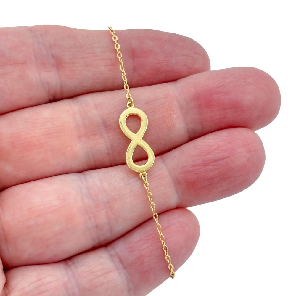 Vintage Gold-Tone Sterling Silver 925 Infinity Symbol Bracelet 6", 6.5", 7"